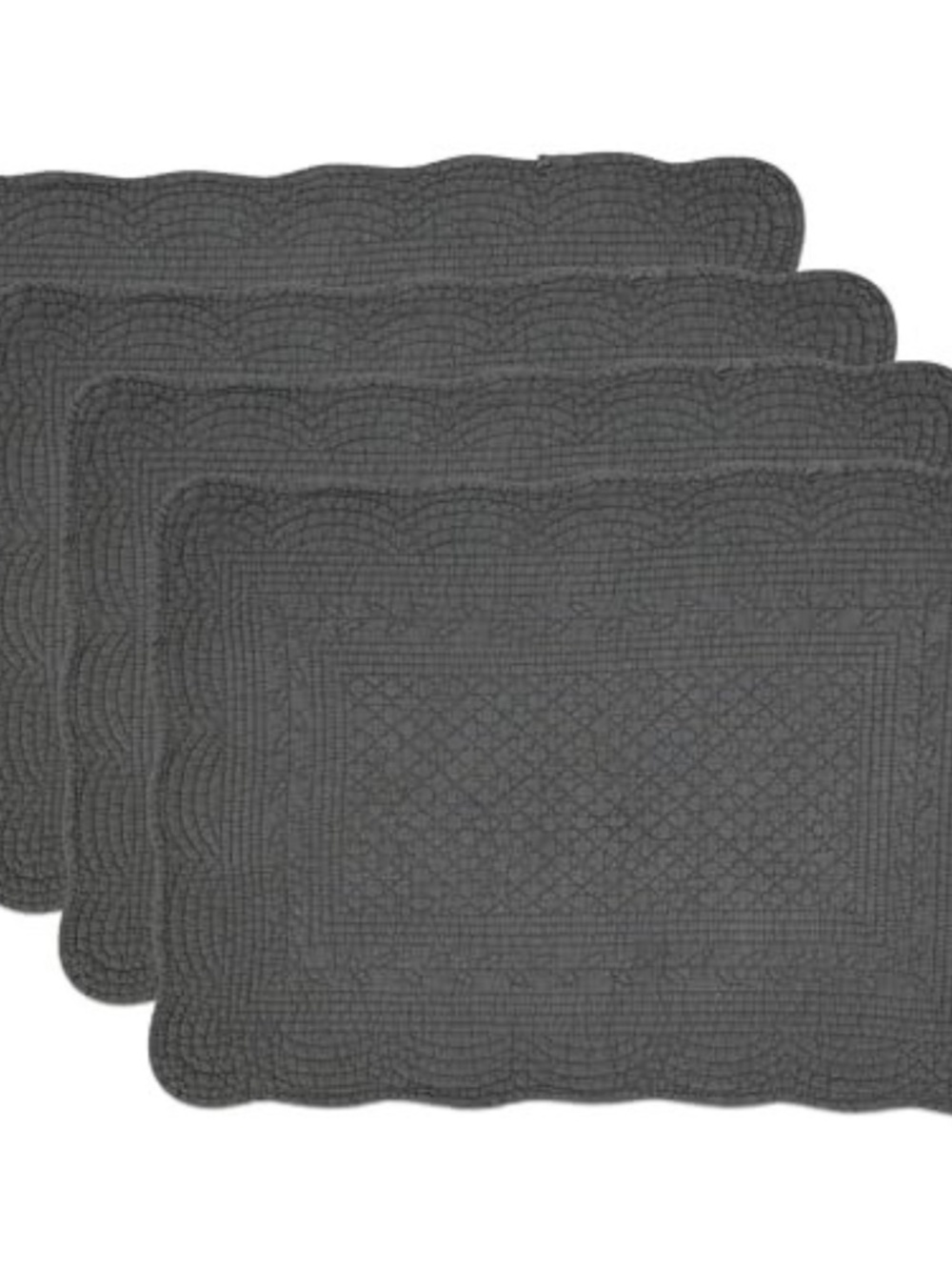 Charming Quilted Oblong Placemat, Slate - Set of 4